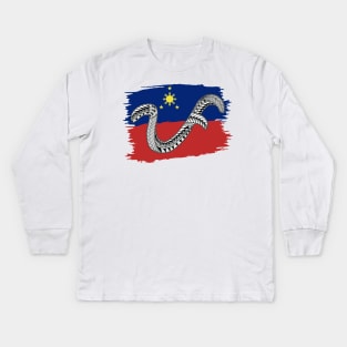 Philippine Flag Tribal line Art / Baybayin word PA Kids Long Sleeve T-Shirt